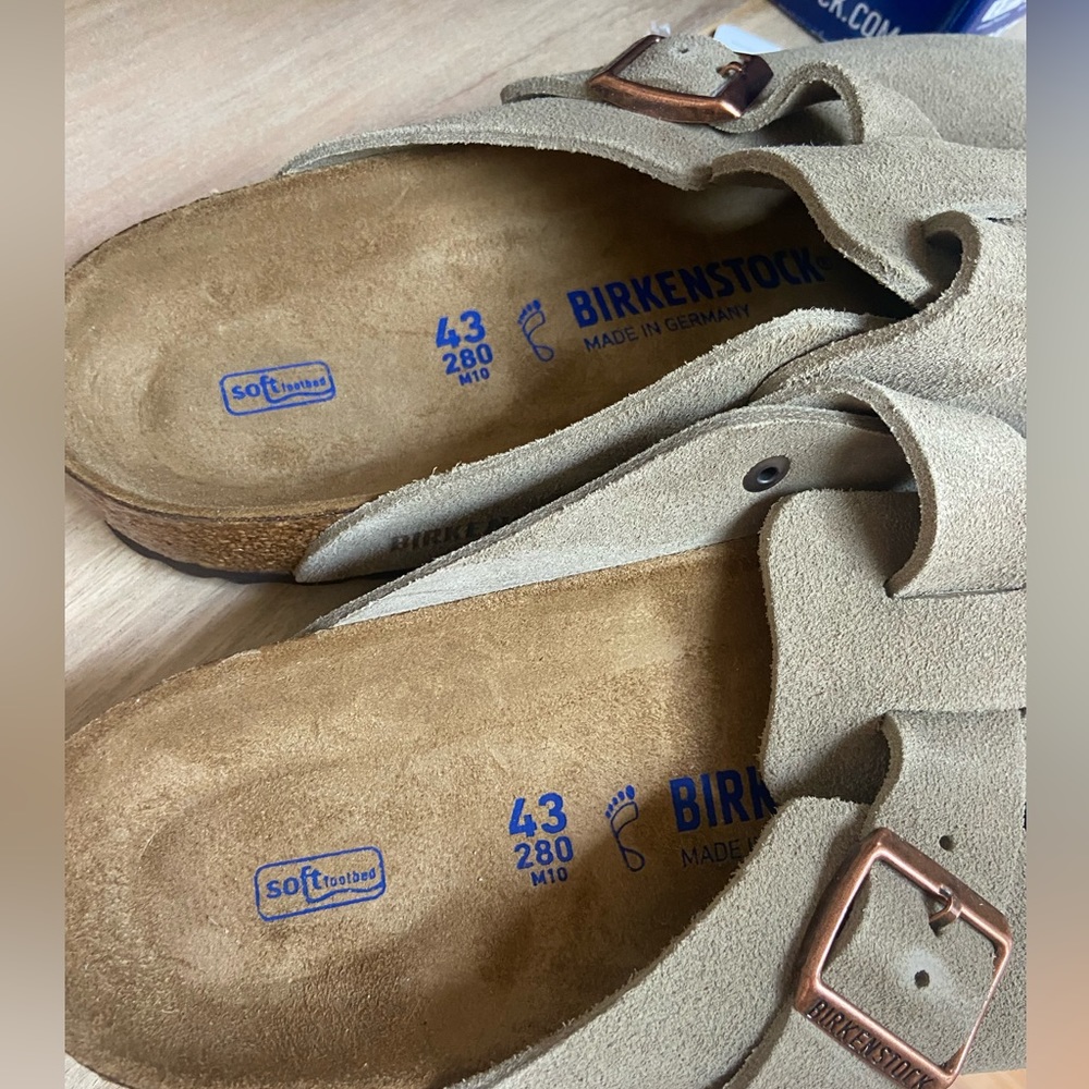 NEW Birkenstock Boston Soft footbed Suede Clog Shoes Taupe Size 43EU 12 - Picture 4 of 10